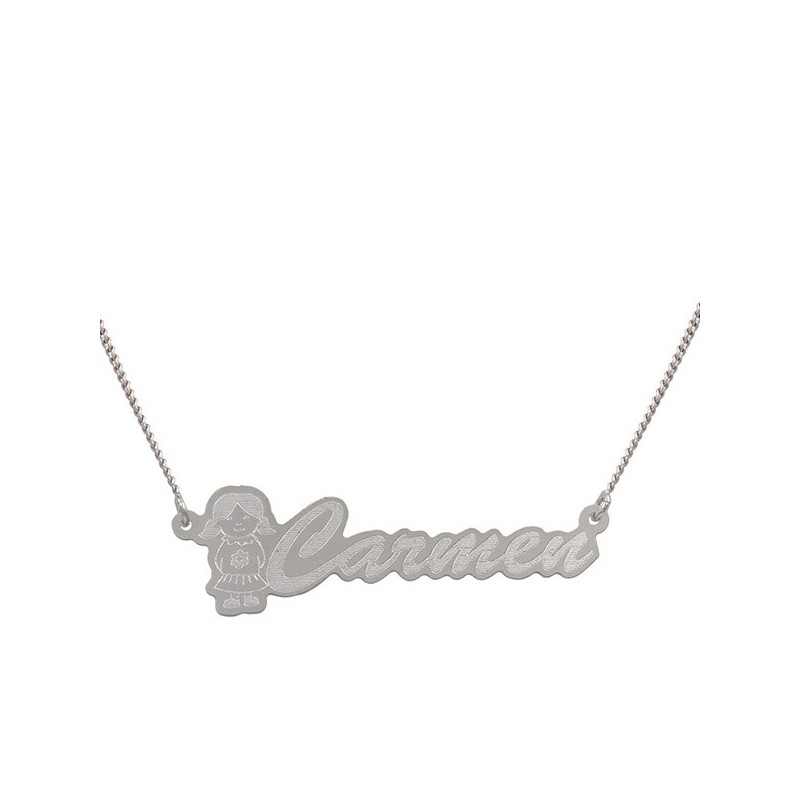 Pulsera niña + nombre de plata