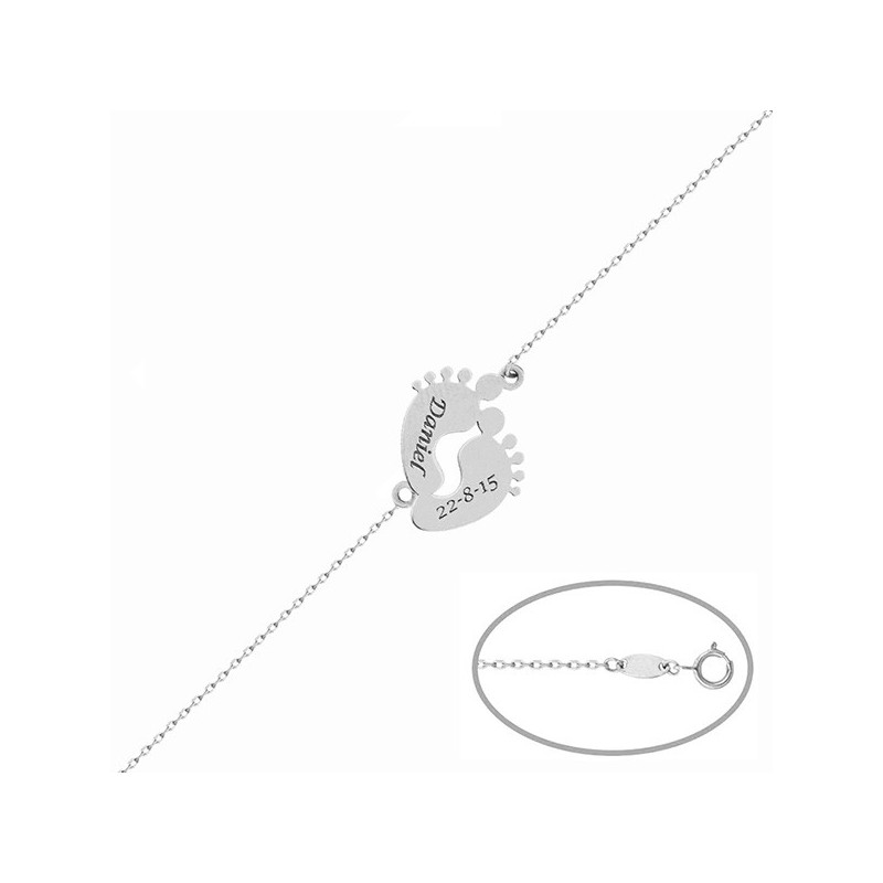 Pulsera pies bebé nombre fecha