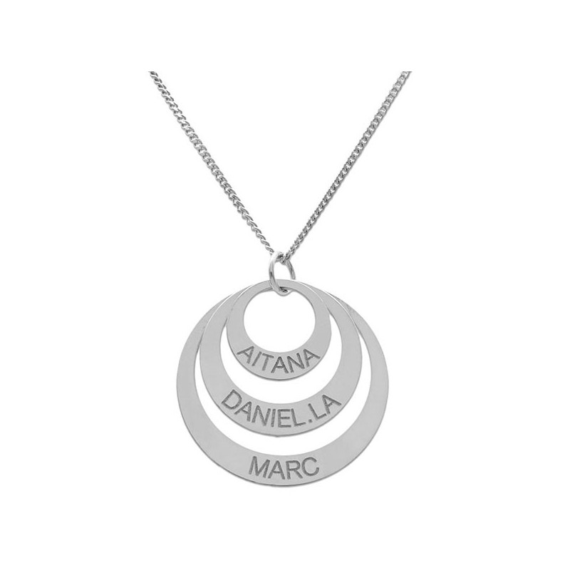 Colgante plata círculo 3 nombres