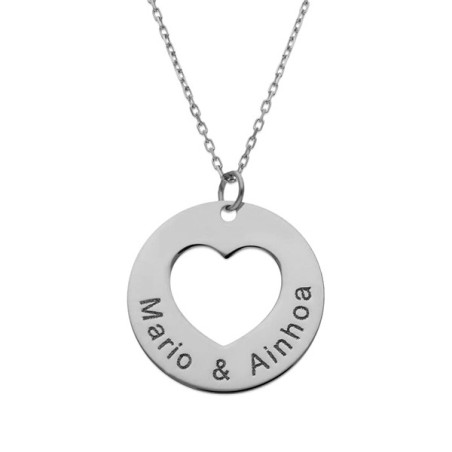 Colgante de plata corazón nombres