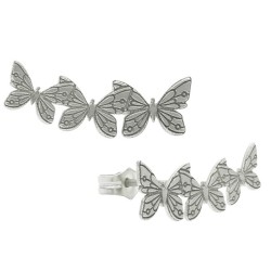 Pendientes trepadores mariposas plata