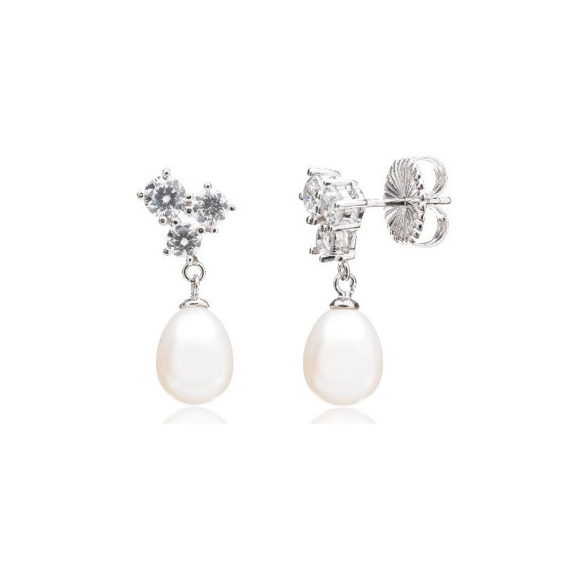Pendientes plata y perla Langeais