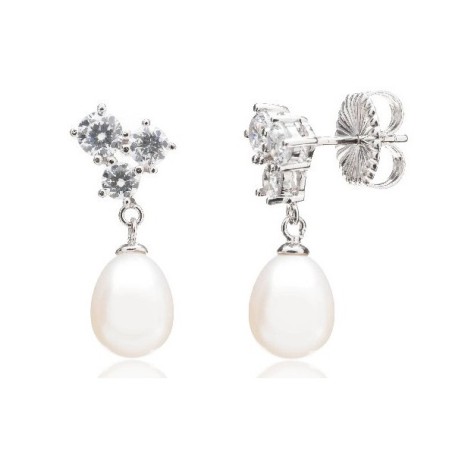 Pendientes plata y perla Langeais