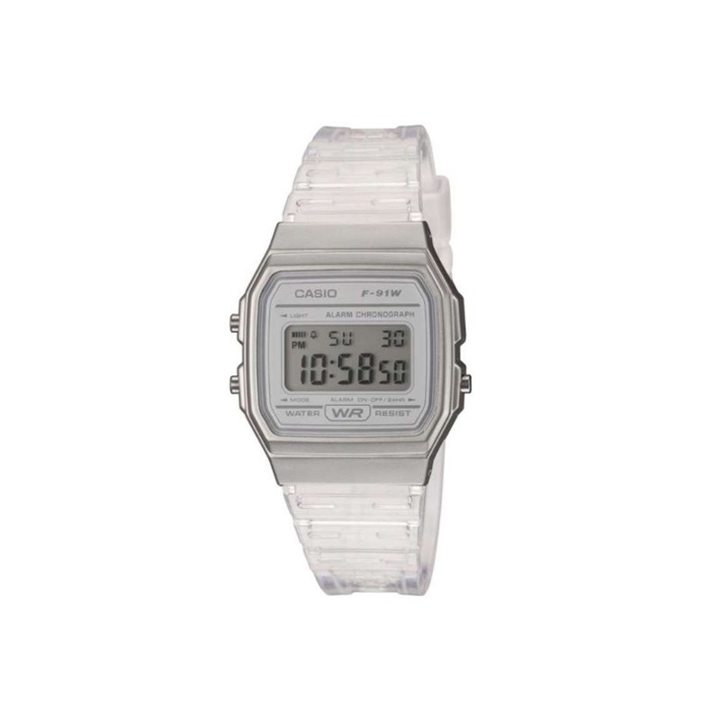 Reloj Casio vintage transparente F-91WS-7EF