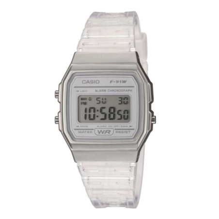 Reloj Casio vintage transparente F-91WS-7EF