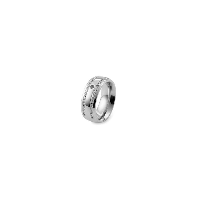 Anillo Qudo acero con circonitas