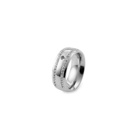 Anillo Qudo acero con circonitas