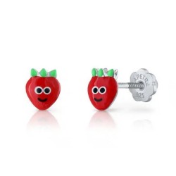 Pendientes bebé fresa plata