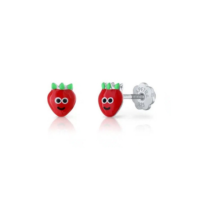 Pendientes bebé fresa plata