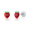 Pendientes bebé fresa plata