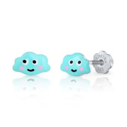 Pendientes bebé nube esmalte y plata
