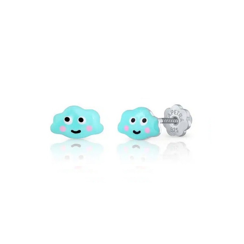 Pendientes bebé nube esmalte y plata