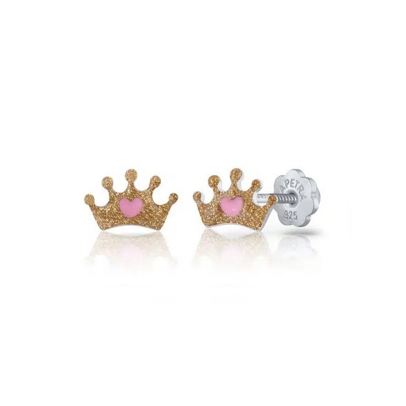 Pendientes infantiles corona dorada