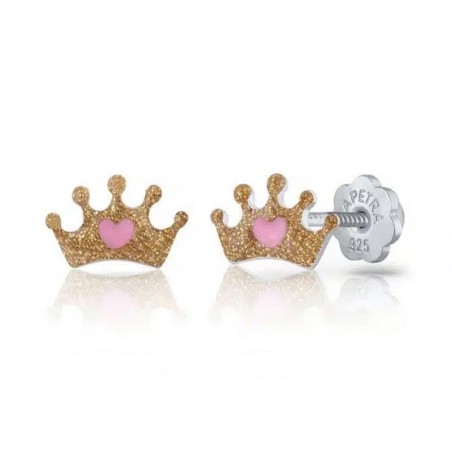 Pendientes infantiles corona dorada