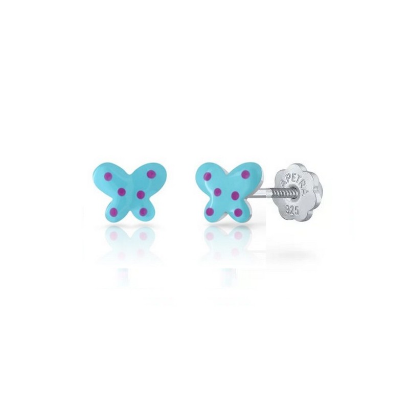 Pendientes infantiles mariposa esmalte azul