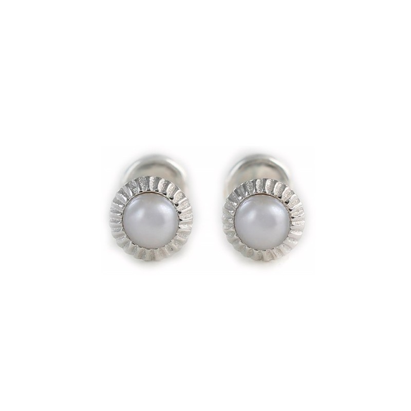 Pendientes infantiles perla de plata