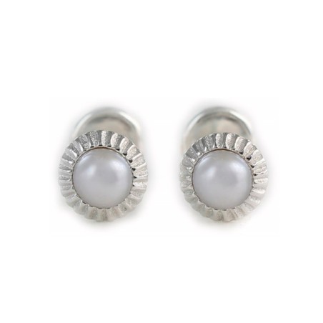 Pendientes infantiles perla de plata
