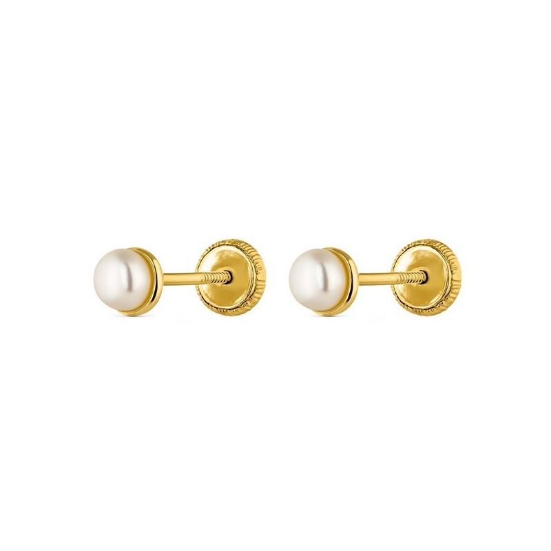 Pendientes infantiles perla plata chapada