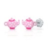 Pendientes infantiles tetera de plata y esmalte
