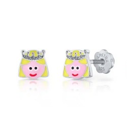 Pendientes infantiles princesa plata