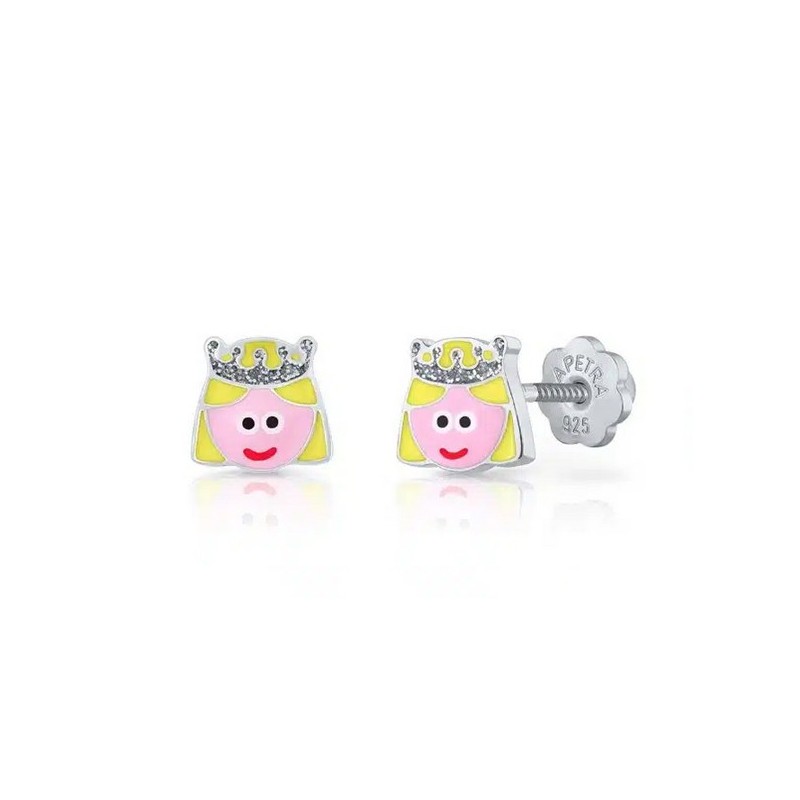 Pendientes infantiles princesa plata