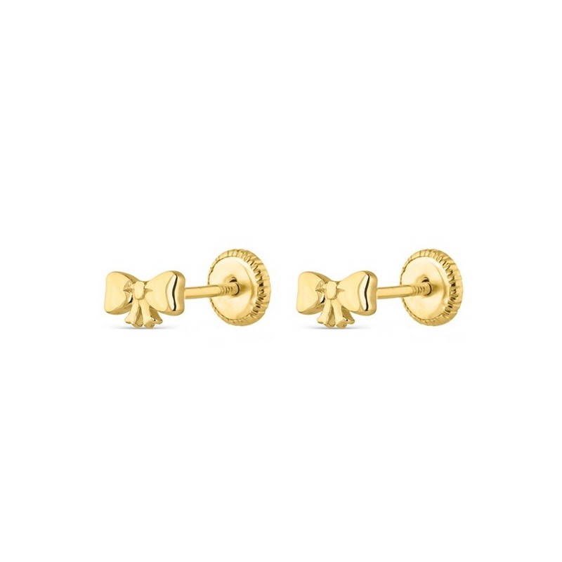 Pendientes infantiles lazo dorado