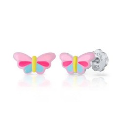 Pendientes bebé mariposa esmalte y plata