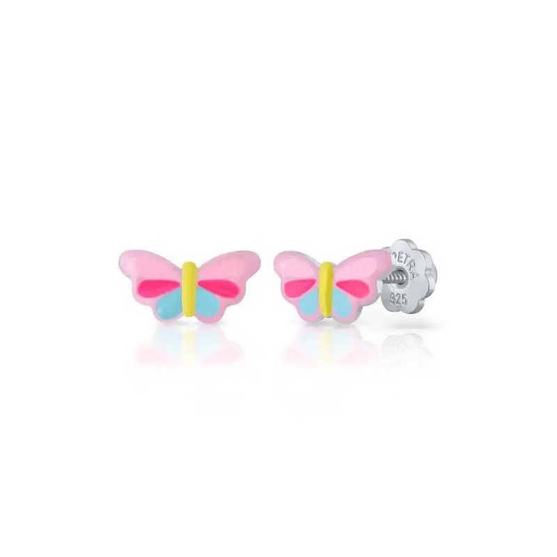 Pendientes bebé mariposa esmalte y plata