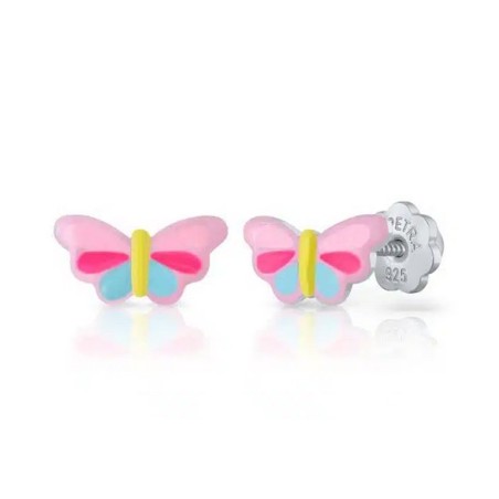 Pendientes bebé mariposa esmalte y plata