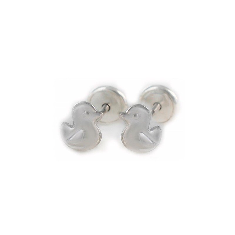 Pendientes infantiles patito de plata