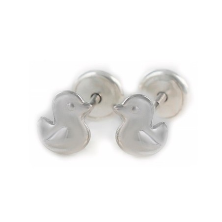 Pendientes infantiles patito de plata