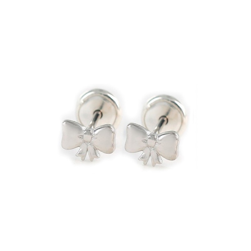 Pendientes infantiles lacito de plata