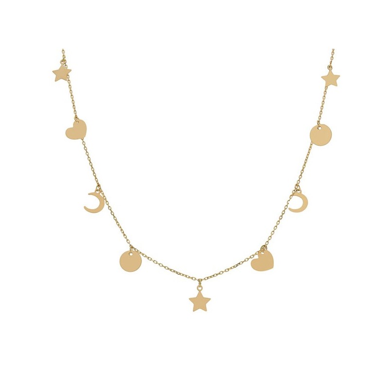 Gargantilla de Oro mix charms y piedras