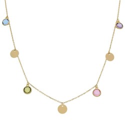 Gargantilla de Oro círculos y piedras colores
