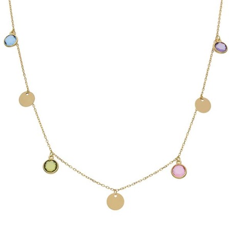 Gargantilla de Oro círculos y piedras colores