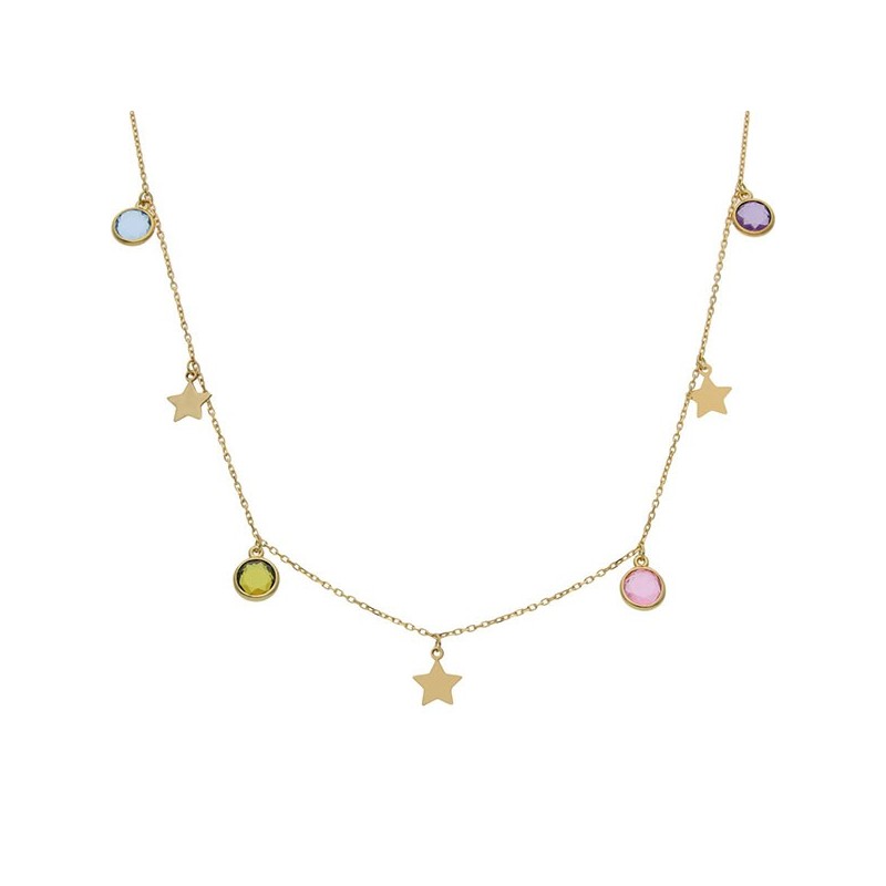 Gargantilla de Oro charms estrellas y colores