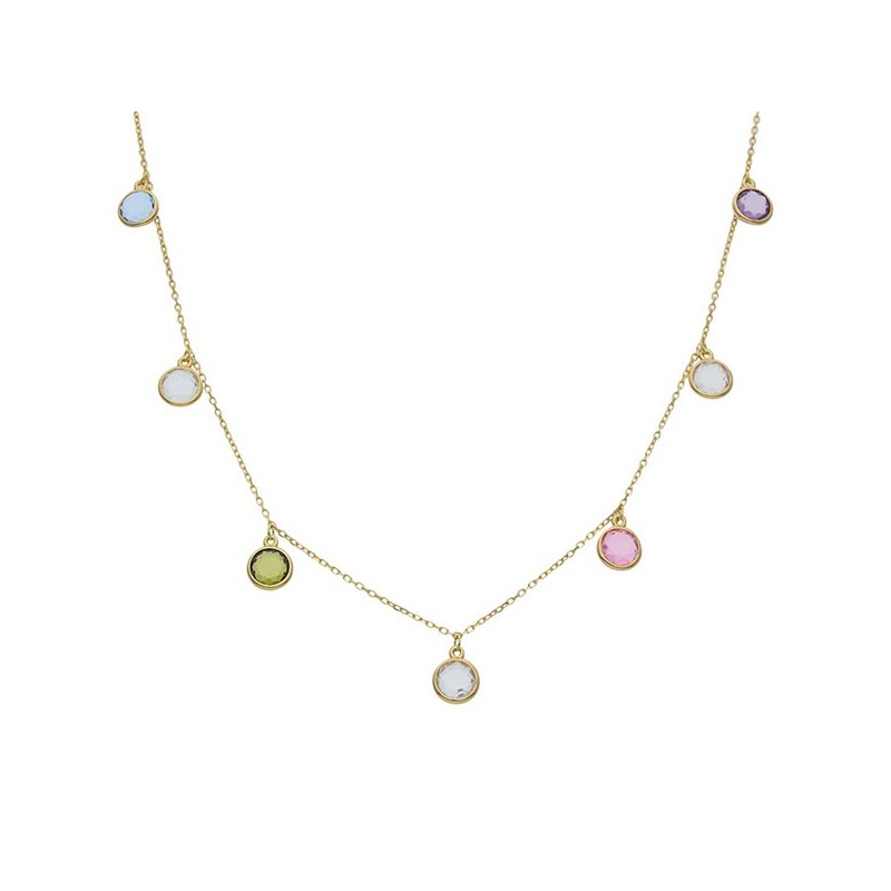 Gargantilla de Oro charms piedras colores