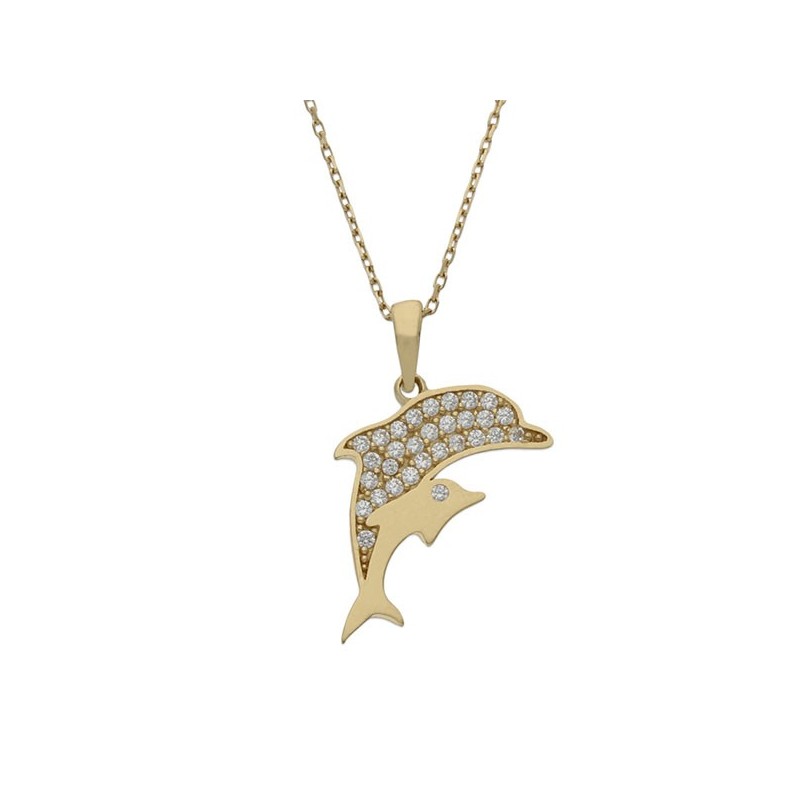 Gargantilla delfines de Oro circonitas