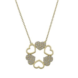 Gargantilla Oro corazones y circonitas