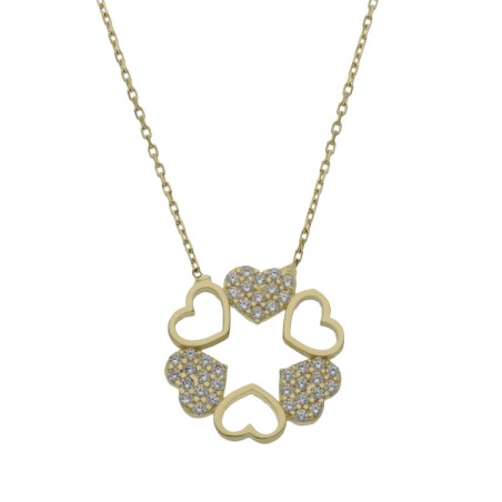 Gargantilla Oro corazones y circonitas