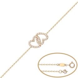 Pulsera de Oro corazones enlazados