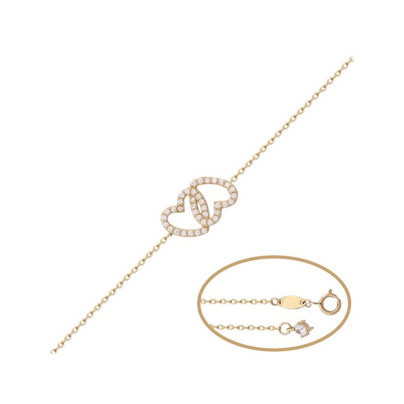 Pulsera de Oro corazones enlazados