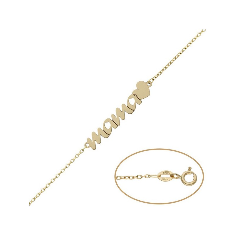 Pulsera de Oro Mamá y corazón