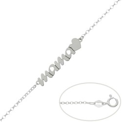 Pulsera de plata Mamá y corazón