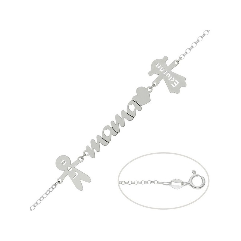 Pulsera de plata Mamá y niños