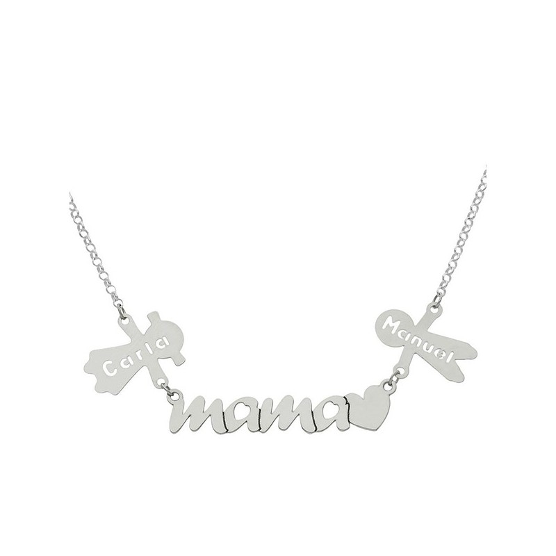 Gargantilla de plata Mamá y niños