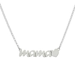 Gargantilla de plata Mamá y corazón