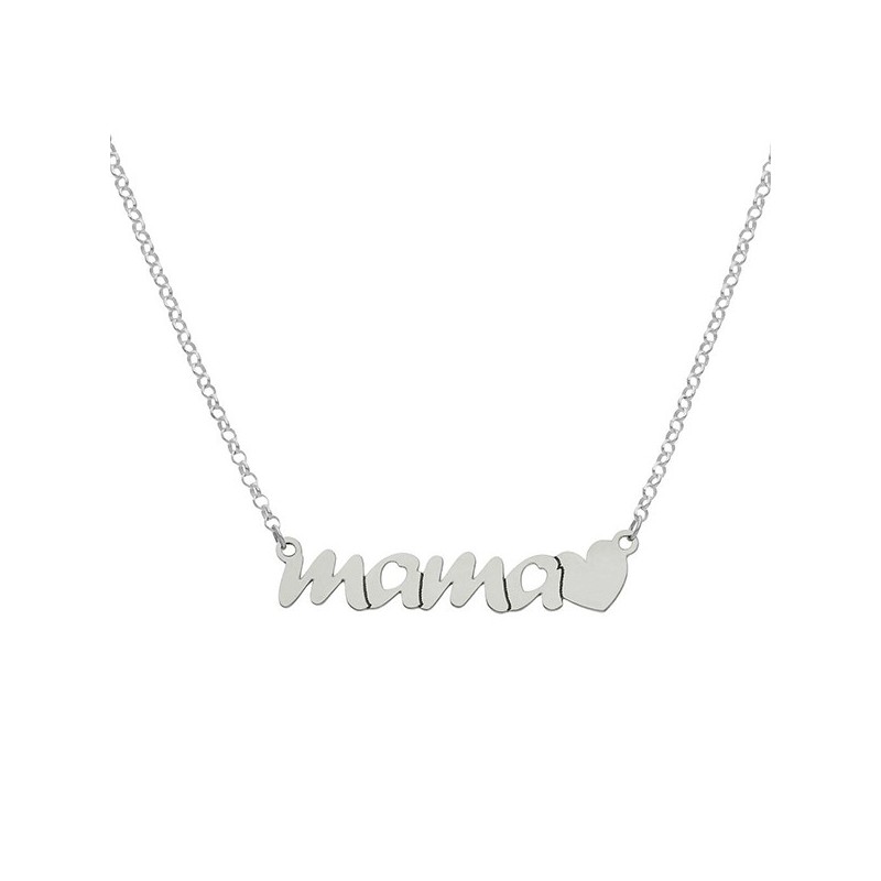 Gargantilla de plata Mamá y corazón