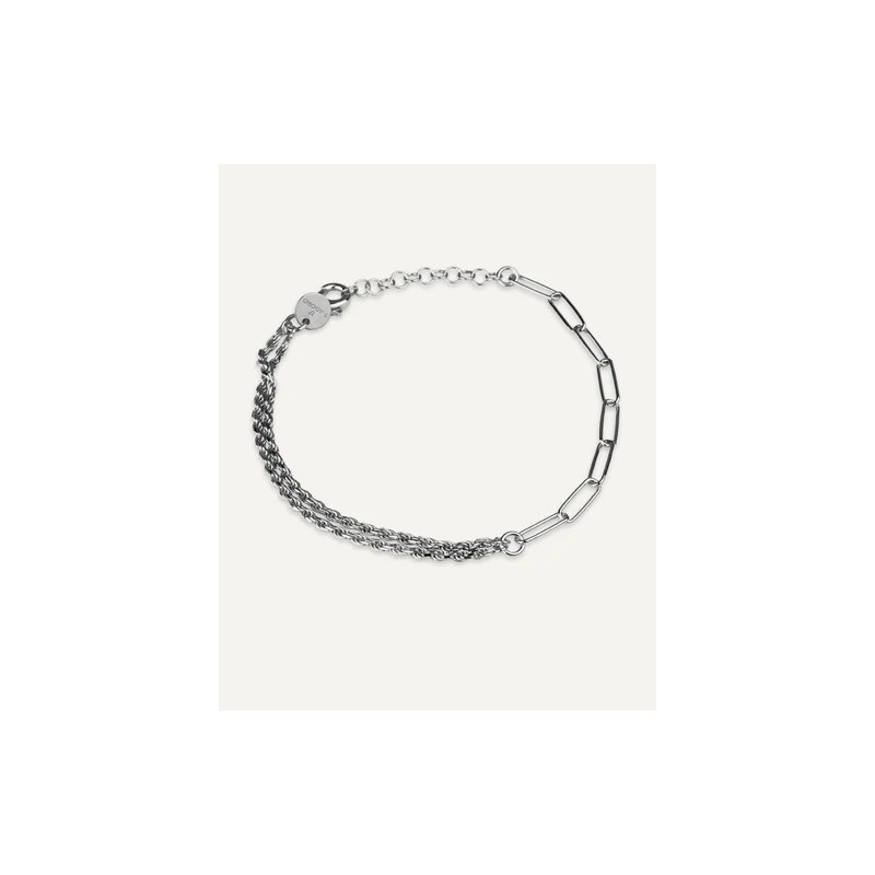 Pulsera T-Adoro plata eslabones y doble cadena 42.PU.18