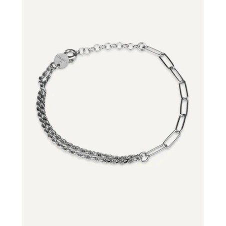 Pulsera T-Adoro plata eslabones y doble cadena 42.PU.18